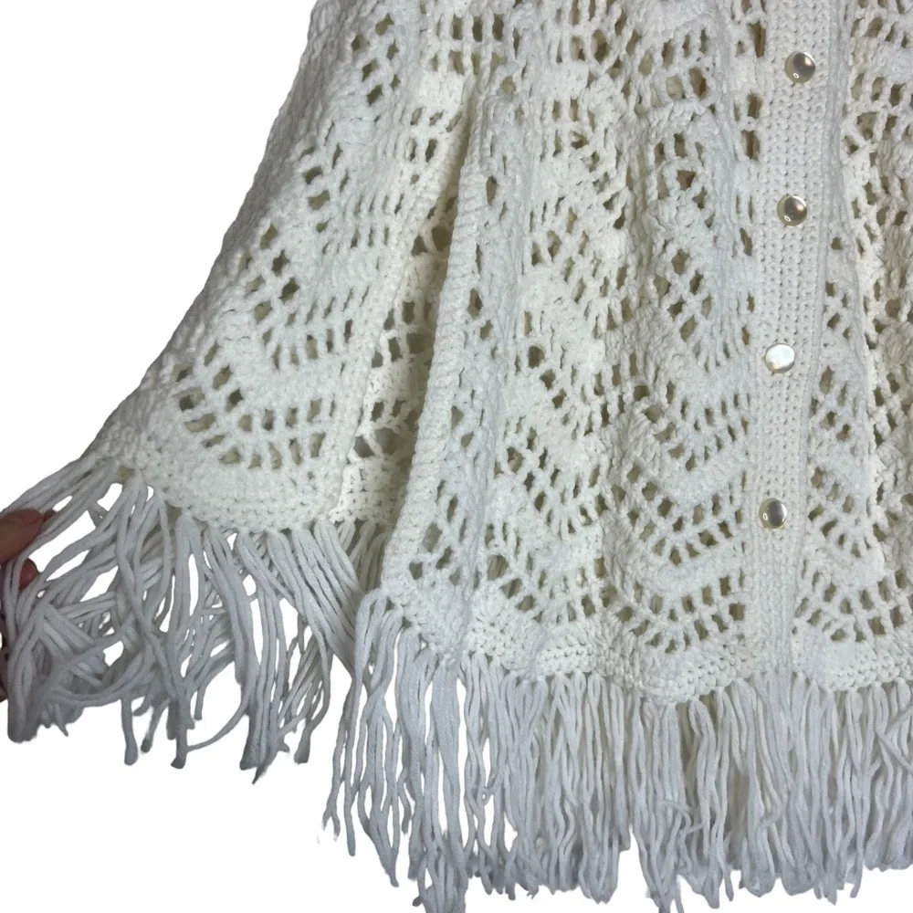 Vintage Handmade Crochet Knit Shawl